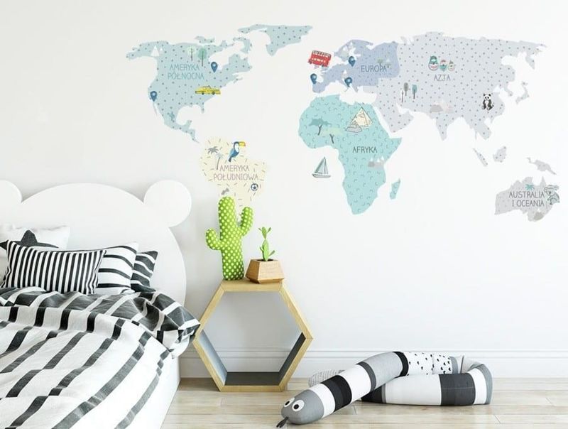 naklejka | mapa świata - miętowa Pastelowe Love
